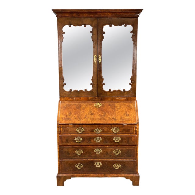 18th Century George II English Walnut Secretary Bookcase For Sale