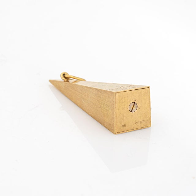 Carimati Vintage 18k Gold Pendant Geometric Obelisk Italian Modernist 1970s For Sale - Image 4 of 5