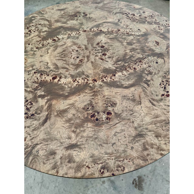 Jonathan Charles Transitional Burl Wood Fulgurite Drum Table For Sale In Greenville, SC - Image 6 of 8
