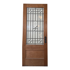 Antique Restoration Leaded and Etched Glass Door