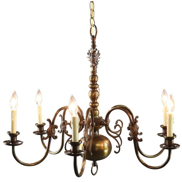 Metal Chandelier Flemish Eagle Motif 6-light 6-arm For Sale - Image 7 of 7