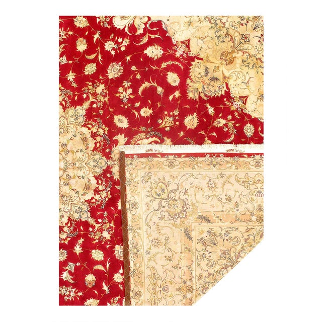 Traditional Pasargad DC Fine Handmade Silk & Wool Tabriz Rug For Sale - Image 3 of 4