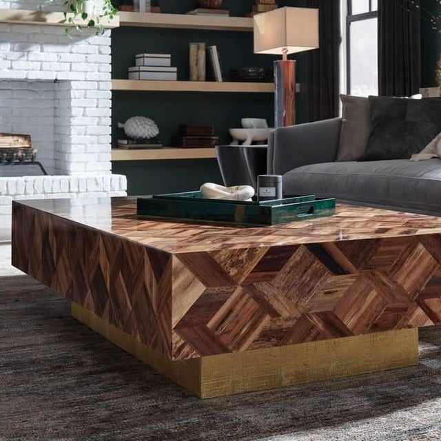 Made Goods Lesandro Coffee Table 40" X 60" Banana Bark With Gold Raffia Base For Sale - Image 9 of 11