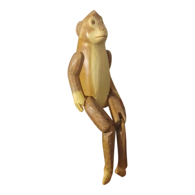 1970s Wooden Monkey Hand Carved For Sale