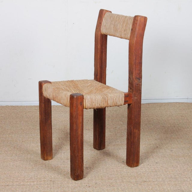 Vintage Wooden Straw-Seated Chairs, 1950, Set of 4 For Sale - Image 6 of 10