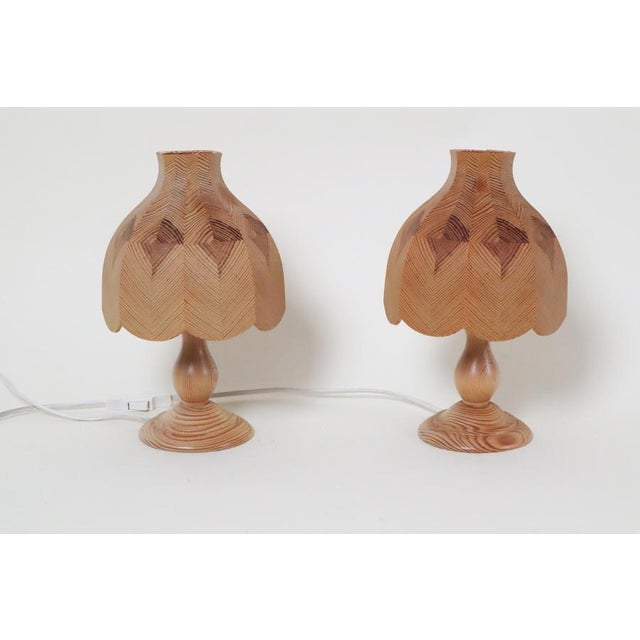 Swedish Table Lamps in Pinewood, 1980s, Set of 2 For Sale - Image 3 of 16