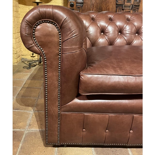 Early 21st Century Vintage Chesterfield Three-Seater Sofa in Brown Leather, 2010s For Sale - Image 5 of 16