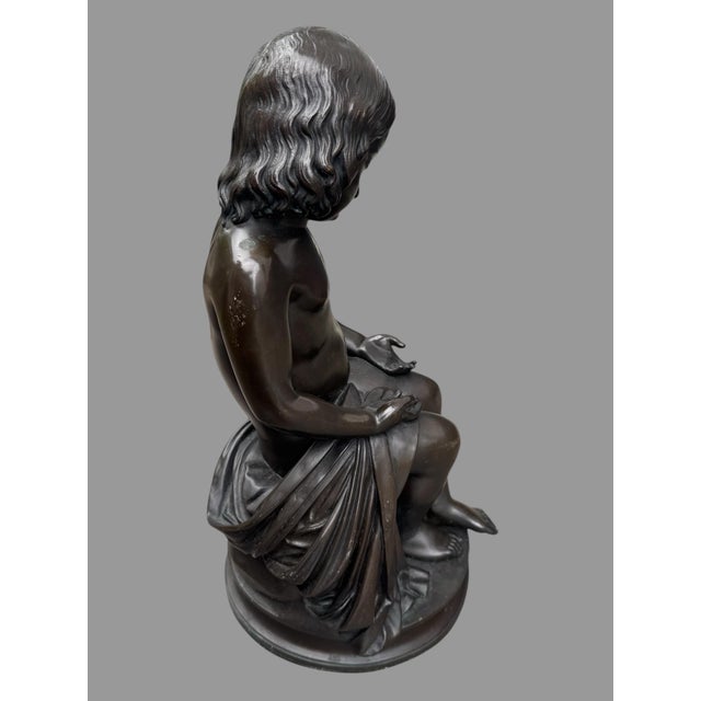 Antique Victorian 14" Figural Bronze Statue Sculpture Signed l.v. E. Robert 1847 For Sale - Image 11 of 12