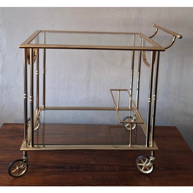 Metal Hollywood Regency Gilt Brass Bar Cart, 1970s For Sale - Image 7 of 9