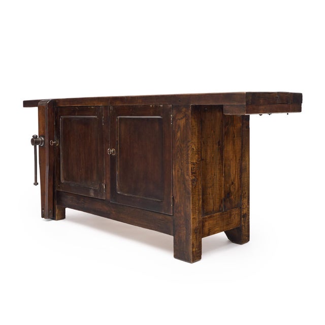Wood French Alps Chestnut Workbench, Circa 1850, Solid Wood For Sale - Image 7 of 9