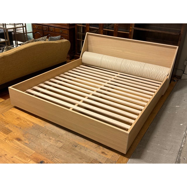 Tan California King Bespoke Natural Oak Wood Platform Bed Frame For Sale - Image 8 of 12