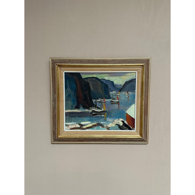 Mid-Century Modern Henning, Sailing Boats, 1960s, Oil on Canvas, Framed For Sale - Image 3 of 18