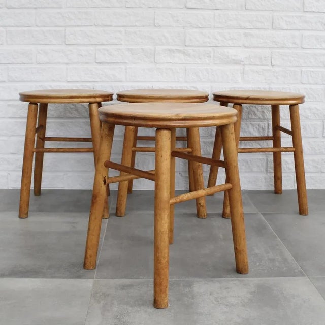 Modern Modernist Birch Stools, Sweden, 1930s, Set of 4 For Sale - Image 3 of 9