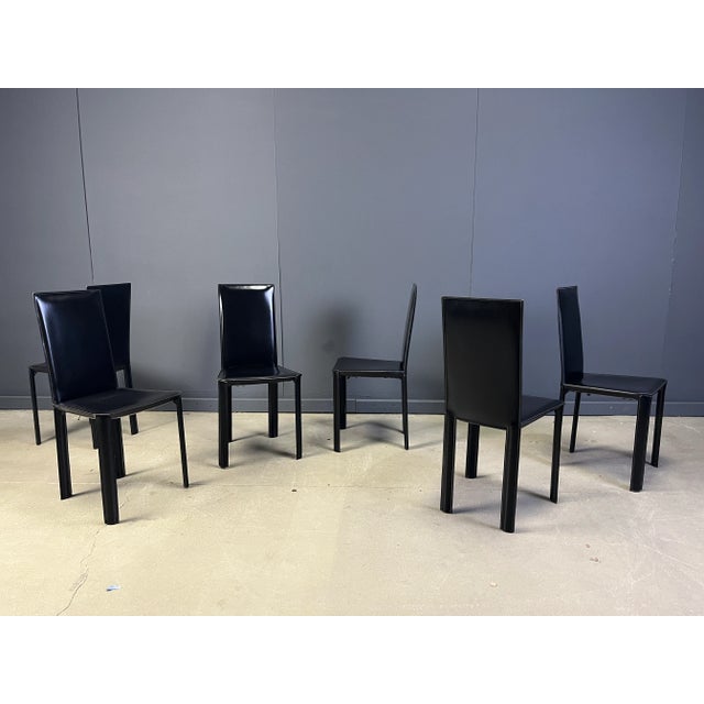 Black Leather Dining Chairs from De Couro, Brazil, 1980s, Set of 6 For Sale - Image 9 of 9