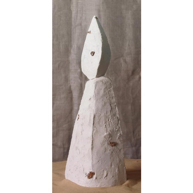 Talisman Sculpture #2 in Sandy Stoneware with Bronze Inlays by Margaux Leycuras. One of a Kind, Signed and numbered....