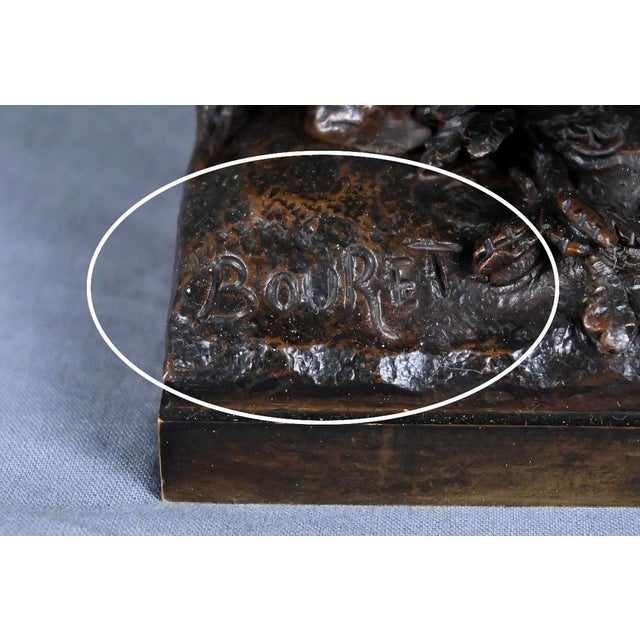 Late 19th Century Bronze Young Girl with a Basket from E. Bouret For Sale - Image 12 of 18