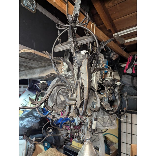 19th Century French Style Hand-Forged Wrought Iron 5-Light Chandelier For Sale - Image 14 of 16