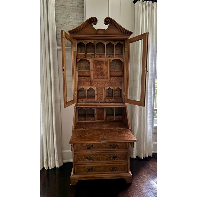 Late 20th Century Trouvailles Inc Burlwood Secretary Desk For Sale In New York - Image 6 of 12