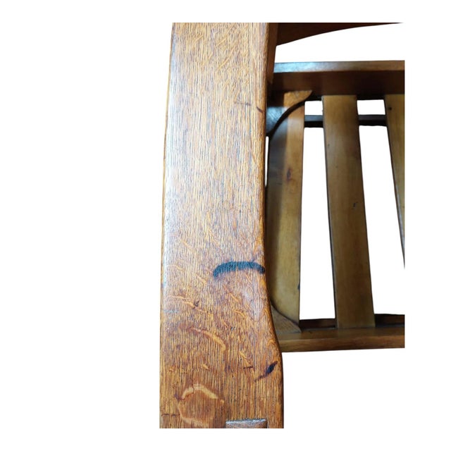 Wood 1910s Charles P. Limbert Mission Oak Slatted Arm Chair, Grand Rapids Signed For Sale - Image 7 of 7