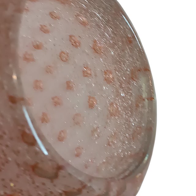 Glass Paperweight Pink W/ Gold Flecks Contolled Bubbles Tealight Holder or Vase For Sale - Image 10 of 16