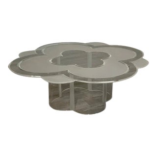 Lucite Mid Century Modern Camelia Coffee Table For Sale