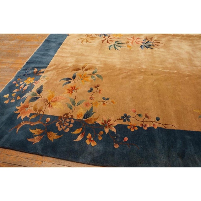 Beige Amazing Beige Background Color withSome Palmettes Asymmetric Patterns Antique Chinese Art Deco Rug For Sale - Image 8 of 10