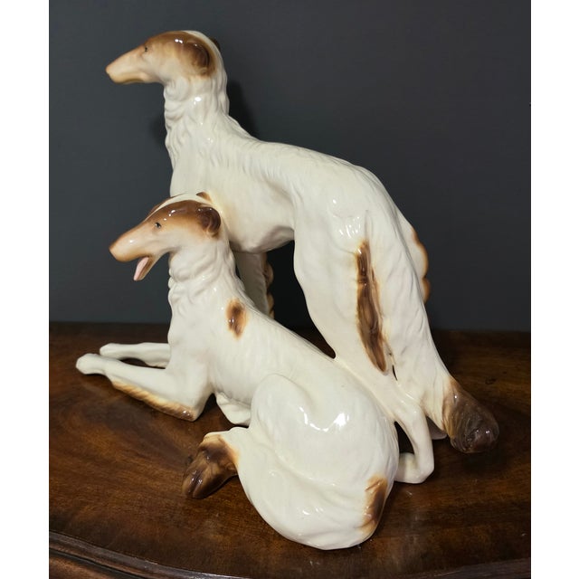 Ceramic Mid-Century Borzoi Dog Sculpture by Paul S., Italy – Large Ceramic Russian Wolfhound Figurine For Sale - Image 7 of 7