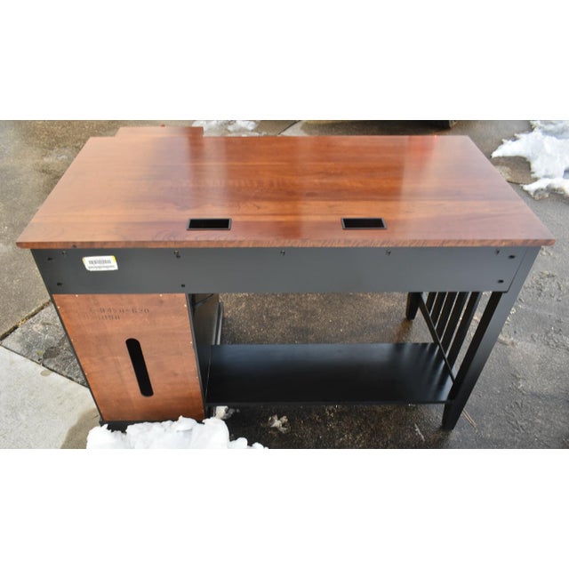 Wood Vtg. Ethan Allen "Impressions" Black & Cherry Home Office Desk For Sale - Image 7 of 13