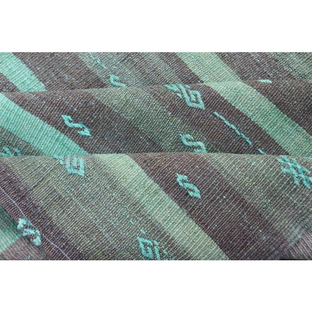 Vintage Turkish Kilim Rug With Brown and Turquoise Accents For Sale - Image 9 of 10