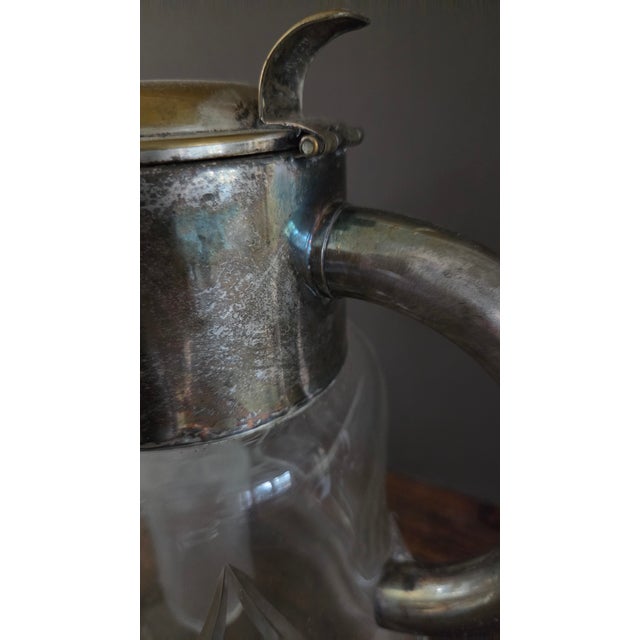 Mid 20th Century Cut Crystal and Silverplate Ice-Tube Beverage Pitcher For Sale - Image 10 of 18