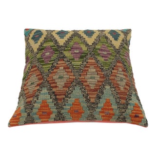 Tribal Turkish Blake Hand Woven Kilim Throw Pillow For Sale