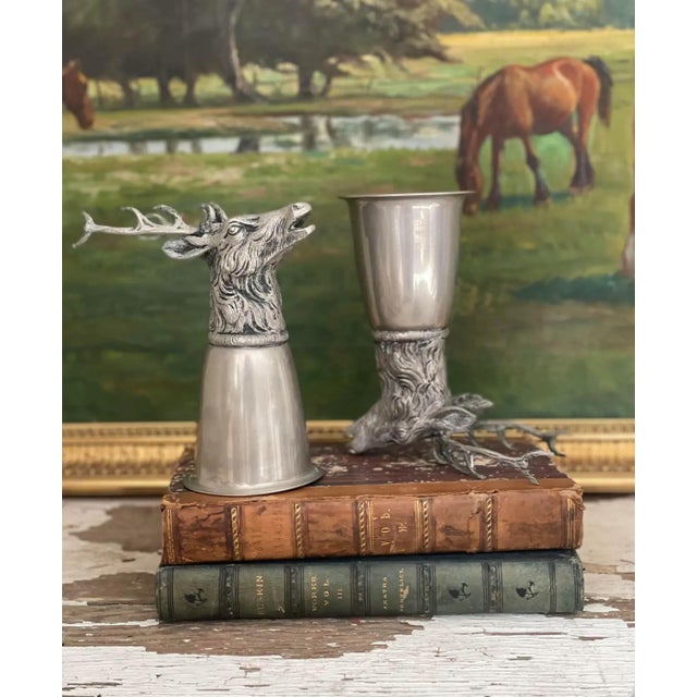 This very collectible pair of vintage stag stirrup cups were made by Gucci in the 1970s. These have nice weight and the...
