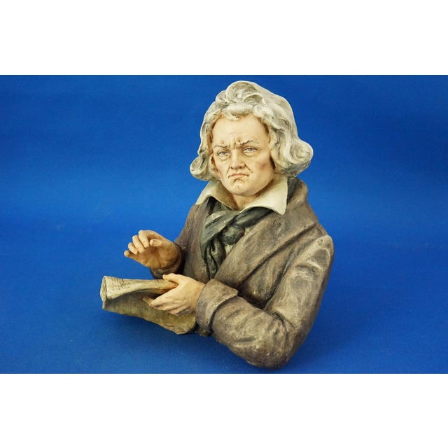 Ceramic Bust Sculpture of Composer Ludwig Beethoven by Antonio Borsato, Italy, 20th Century For Sale - Image 15 of 18