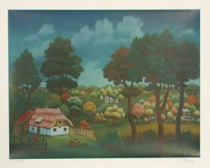 Ivan Generalic, "Village Landscape," Serigraph