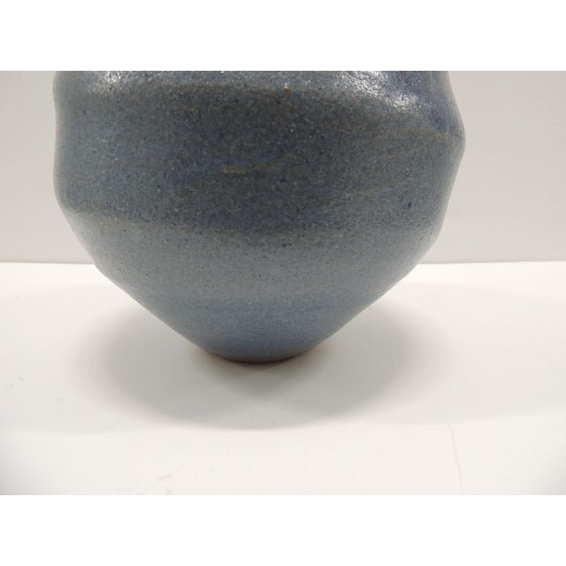 Mid-Century Modern MCM Light Blue & Dark Blue Glazed Decorative Ceramic Vase/Vessel For Sale - Image 3 of 4