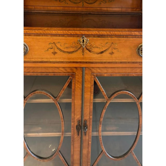 Antique Georgian Sheraton Satinwood Marquetry Inlaid Display Cabinet, 1800 For Sale - Image 12 of 18