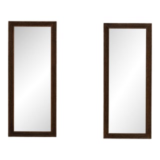 1900s French Black Wood Beveled Wall Mirrors, a Pair For Sale