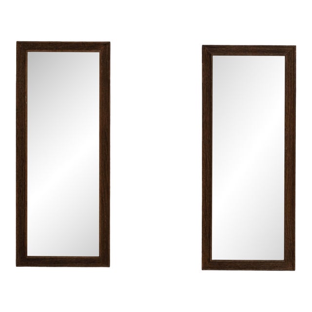 1900s French Black Wood Beveled Wall Mirrors, a Pair For Sale
