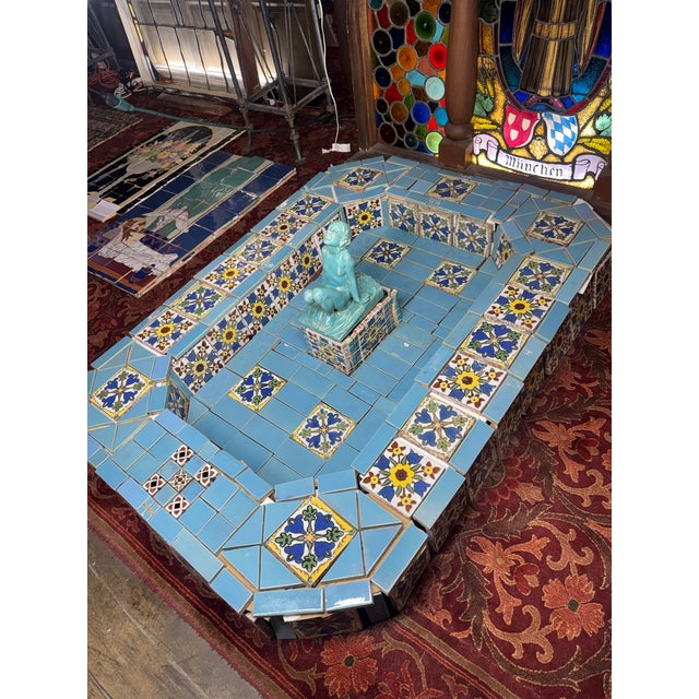 Monumental 1920s Malibu Tile Fountain With Rare Gladding, McBean Figural Spitter For Sale - Image 4 of 12