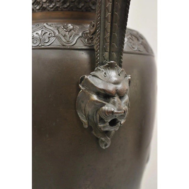 Metal 19th C Alfred Daubree French Neoclassical Bronze Figural Urn Vase With Lions For Sale - Image 7 of 16
