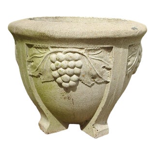 Vintage Concrete Planter Grape Vine Design For Sale