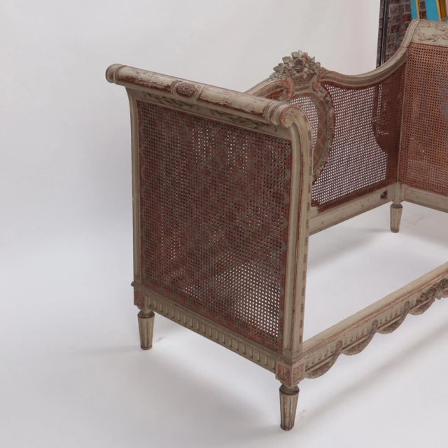 Wood Late 19th Century French Directoire Painted Cane Daybed For Sale - Image 7 of 11