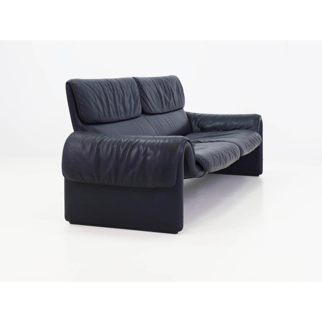 Two-Seather Sofa in Dark Blue Leather from de Sede, Switzerland, 1983, Set of 2 For Sale - Image 16 of 18