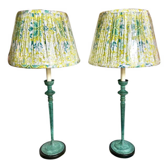 Frederick Cooper Lamp Pair With New Shades For Sale