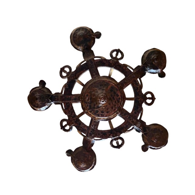 Spanish Revival Early 20th Century Spanish Revival Gargoyle Chandelier in Bronze Original Patina For Sale - Image 3 of 12