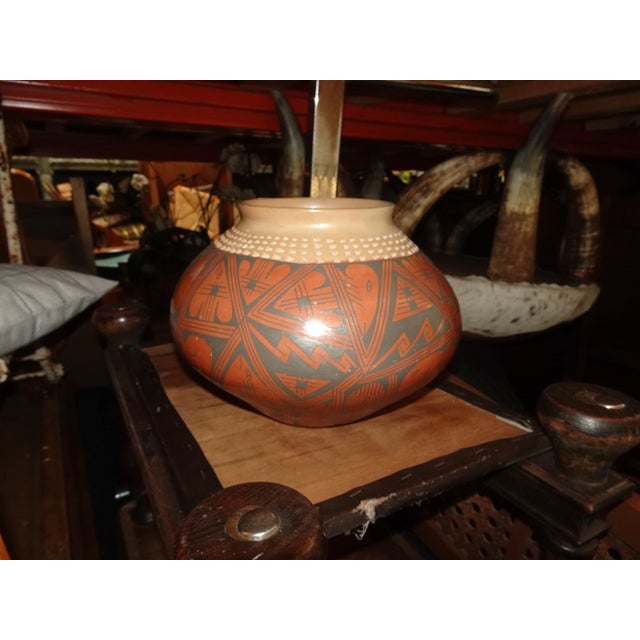 Rustic Vintage Southwestern Burnt Orange Pottery Vase Signed Tony Siqueira For Sale - Image 3 of 12