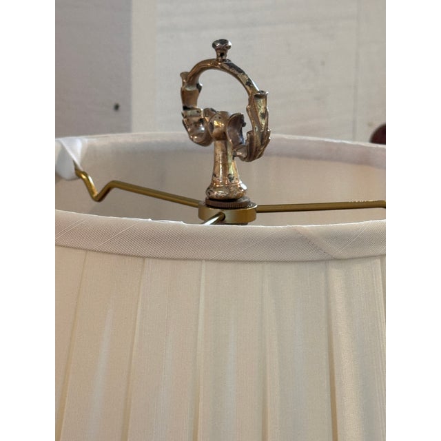 Silverplate Candelabra Lamp With Pleated Shade For Sale - Image 9 of 10