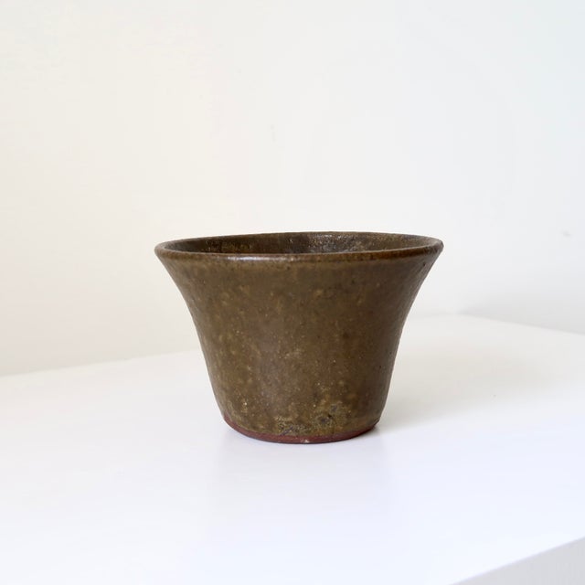 Coffee Vintage Signed Rustic Studio Pottery Vessel for Use as a Planter, Cachepot, Catchall or Sculptural Accent For Sale - Image 8 of 17