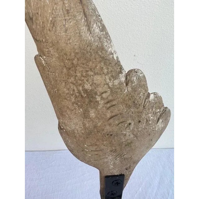 Tan Distressed Neoclassical Wood Carved Wings on Iron Bases, Italy, 1900s For Sale - Image 8 of 8
