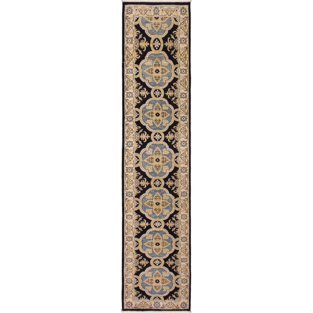 Shabby Chic Ziegler Blue/Ivory Wool Runner Rug- 2'7'' X 10'0'' For Sale - Image 9 of 10